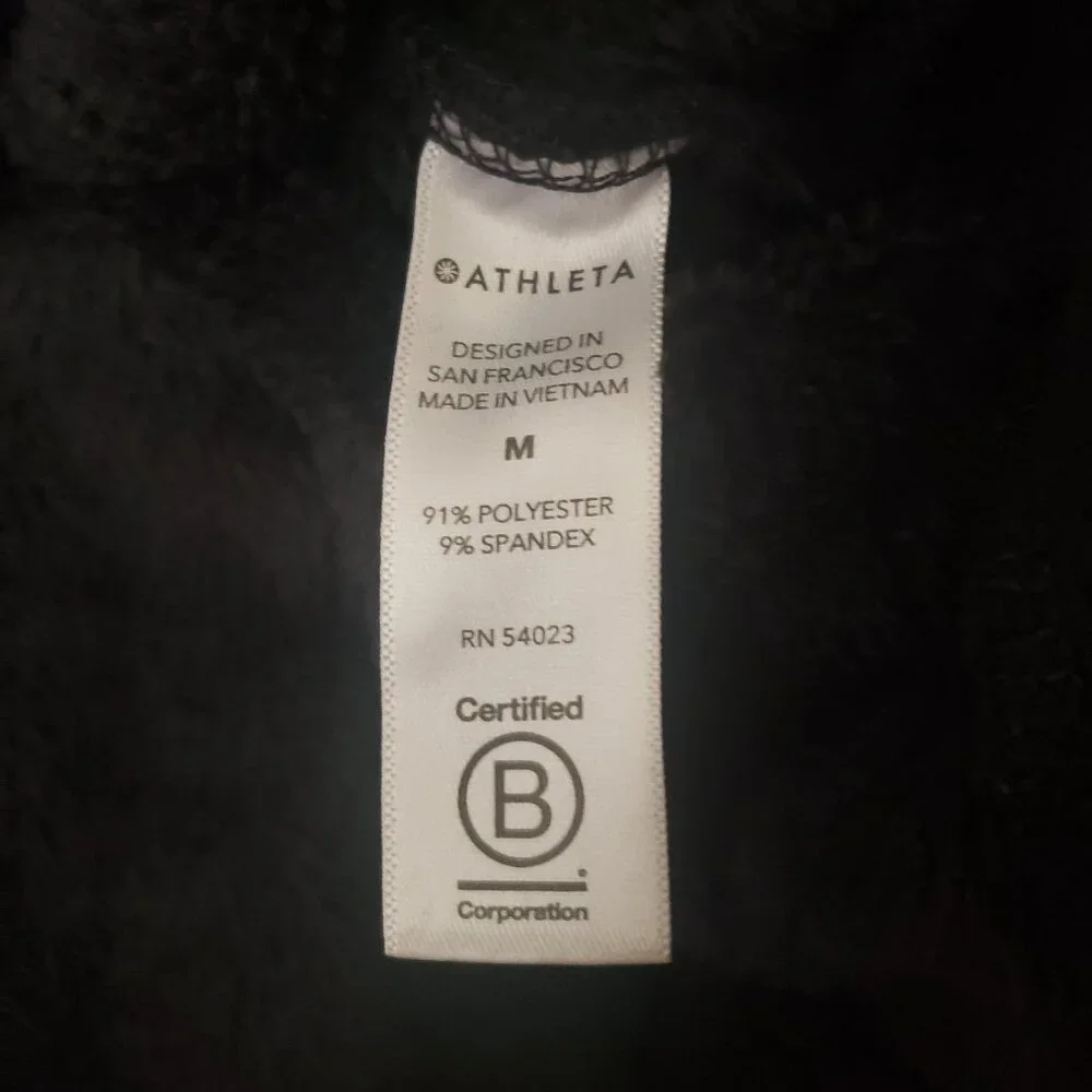 Athleta Double Cozy Karma Funnel Neck Velour Sweatshirt Sweater Black Medium - Picture 7 of 8